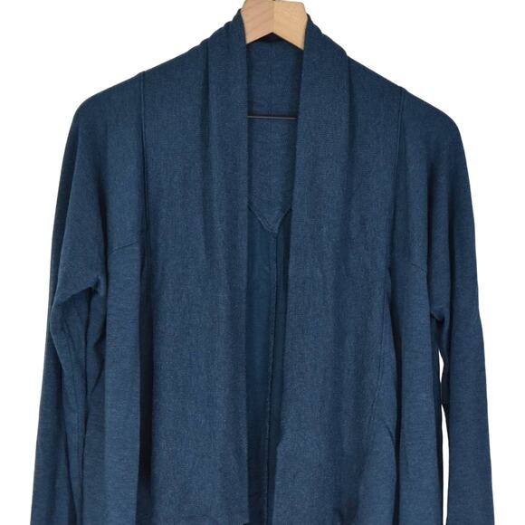 ATHLETA NIRVANA TWO WAY WRAP OPEN CARDIGAN TOP YOGA 416969 DARK VISTA TEAL SMALL - Picture 2 of 8